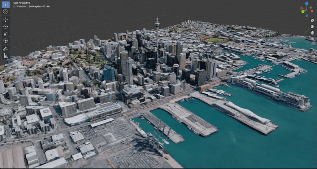 3D aerial capture of Auckland city centre and the Sky Tower