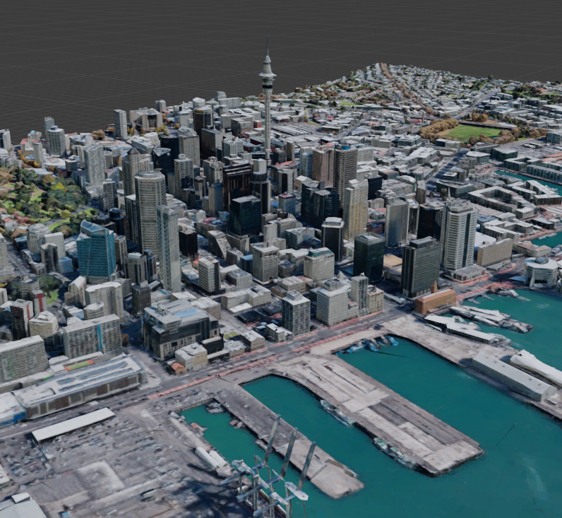 3D aerial capture of Auckland city centre and the Sky Tower